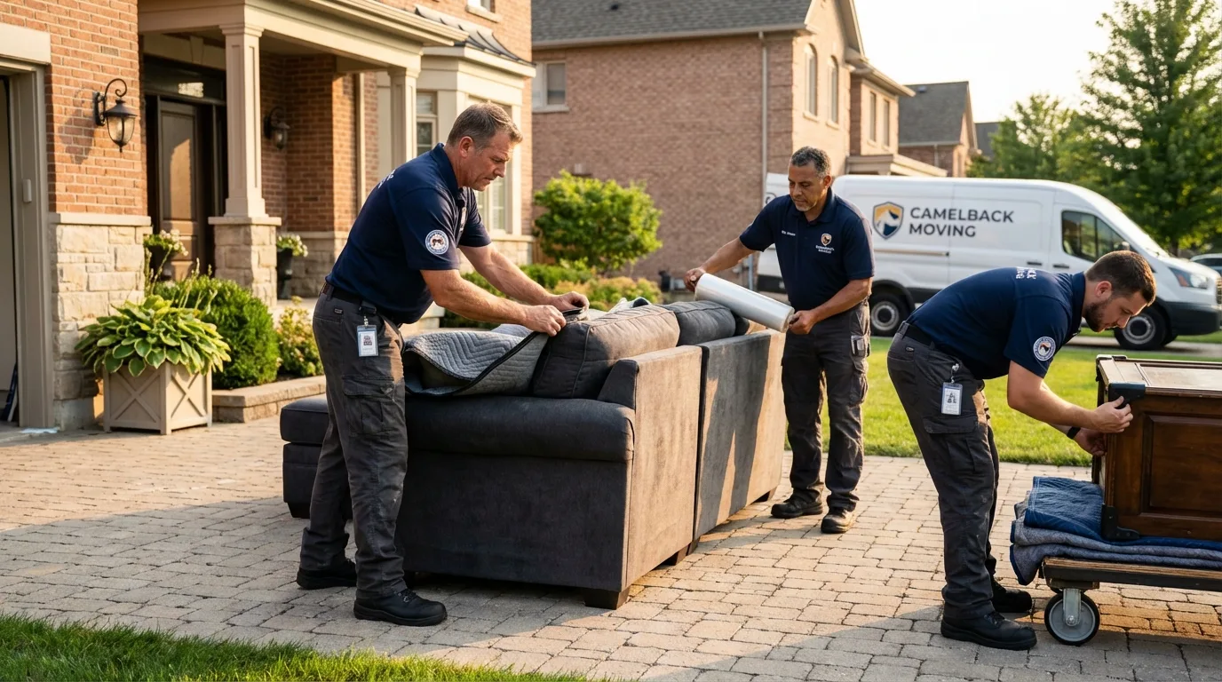 Large estate moving crew wrapping furniture in Wrens, GA